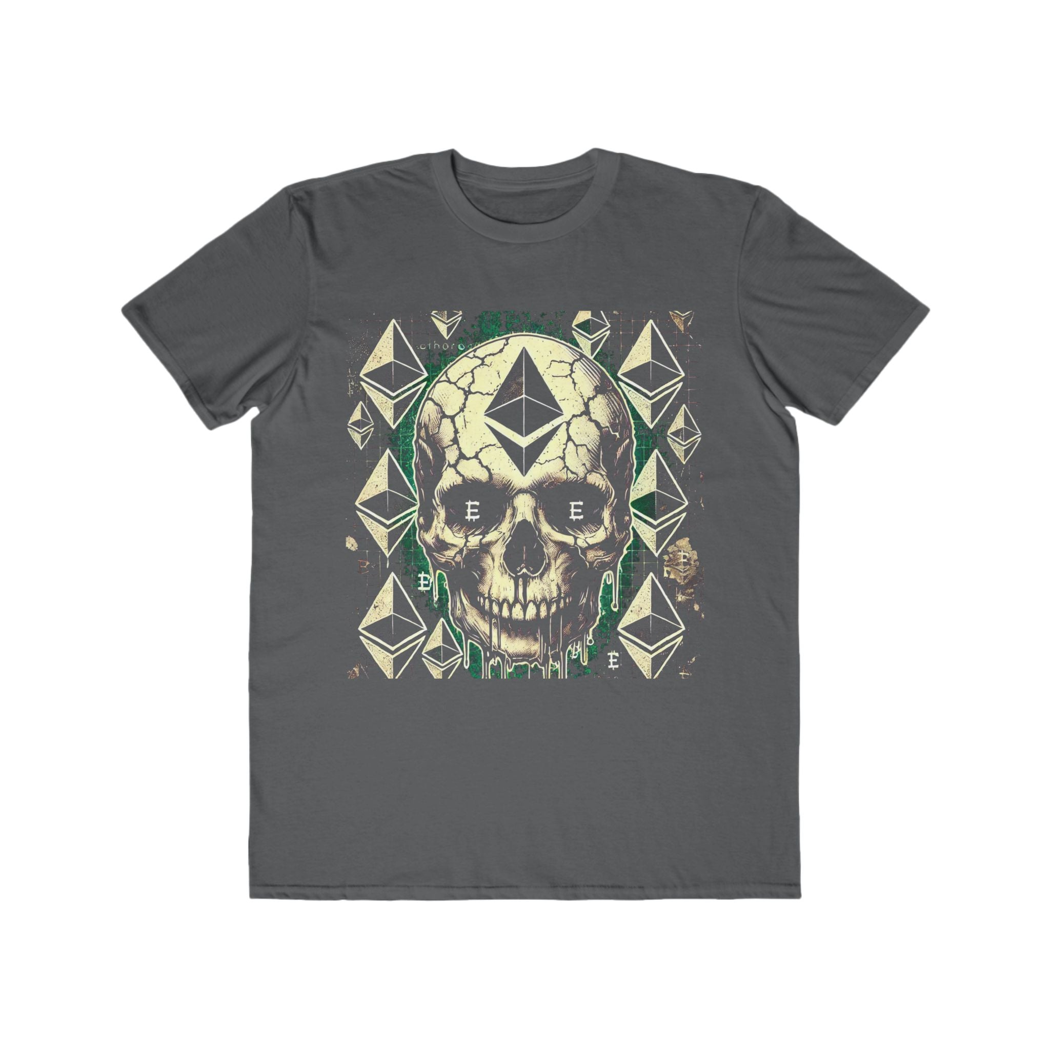 Men’s Ethereum Skull Halloween T-Shirt – 100% Cotton, Grunge & Bold, Durable Comfort