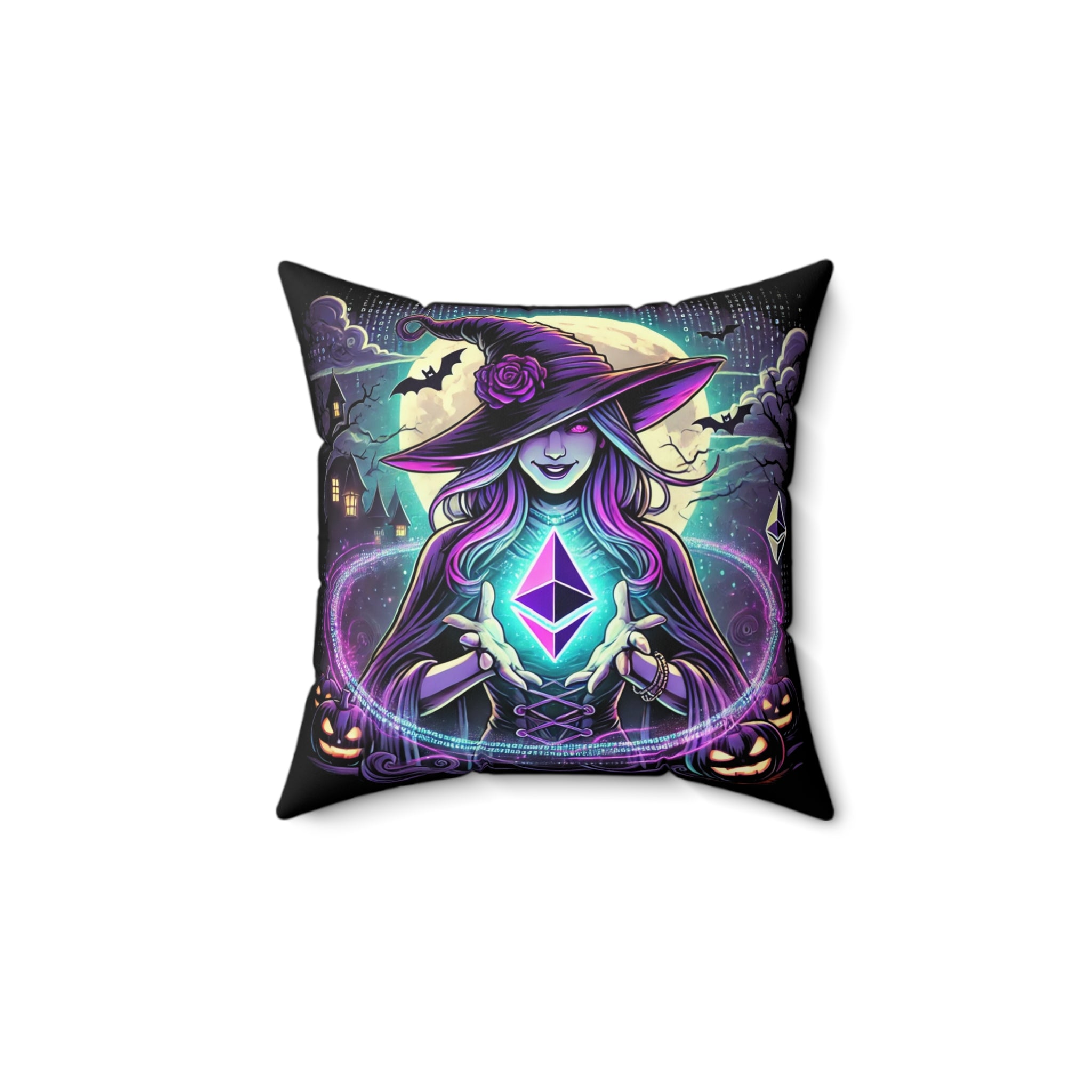 "Witch & Ethereum" Halloween Pillow - Crypto Edition