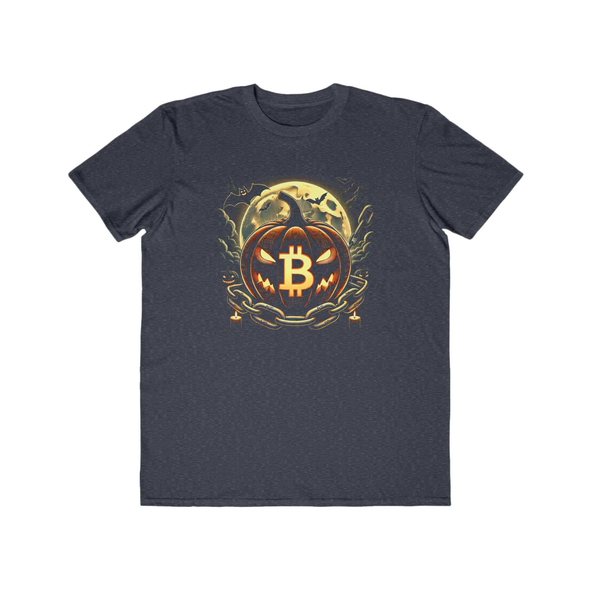 Men’s Bitcoin Pumpkin Halloween T-Shirt – 100% Cotton, Eerie & Stylish, Durable Comfort