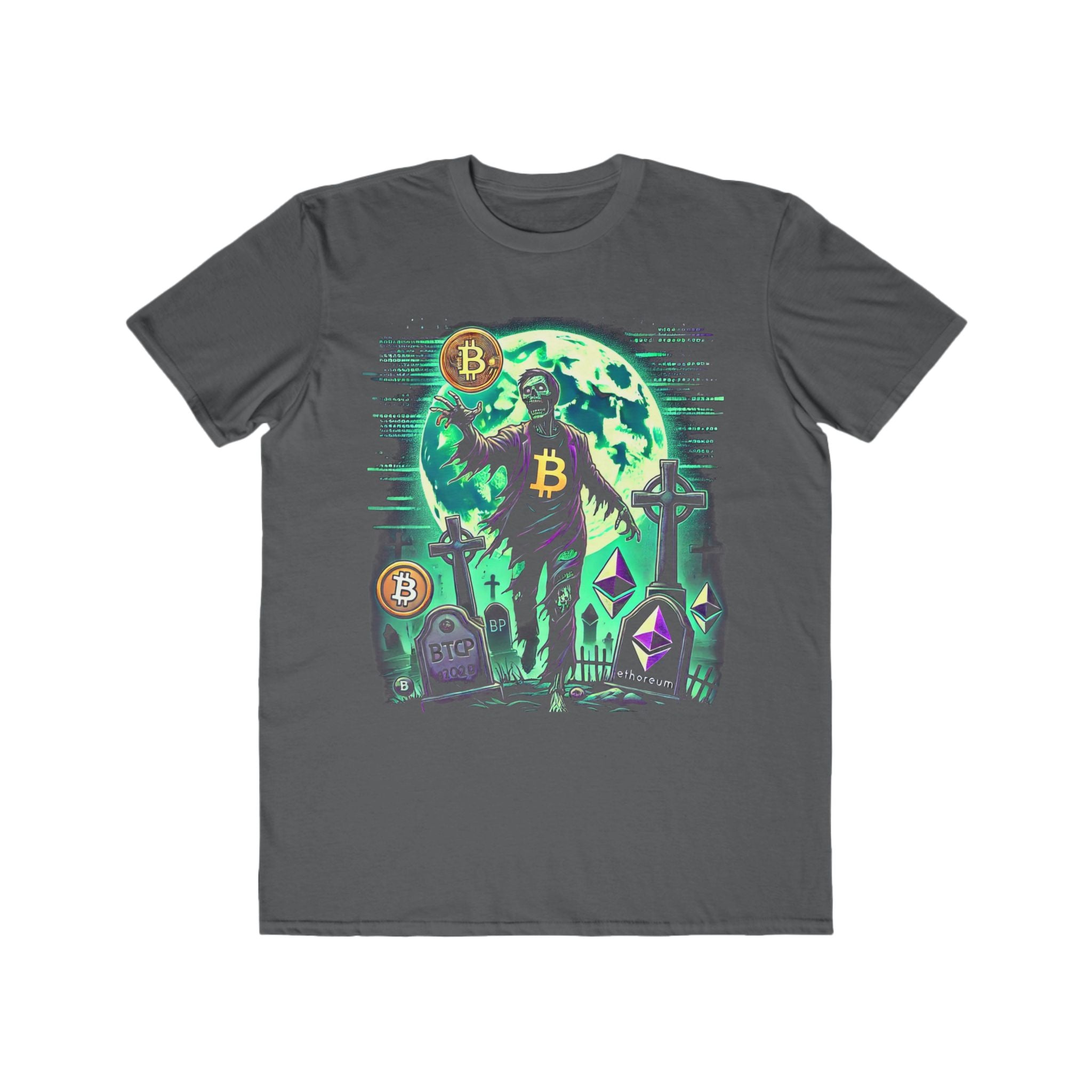 Men’s Crypto Zombie Halloween T-Shirt – 100% Cotton, Spooky & Bold, Durable Comfort