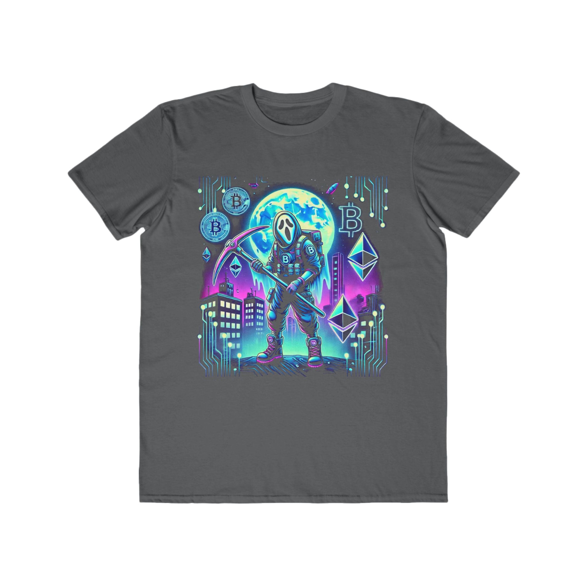Men’s Ghost Crypto Miner Halloween T-Shirt – 100% Cotton, Cyberpunk & Bold, Durable Comfort
