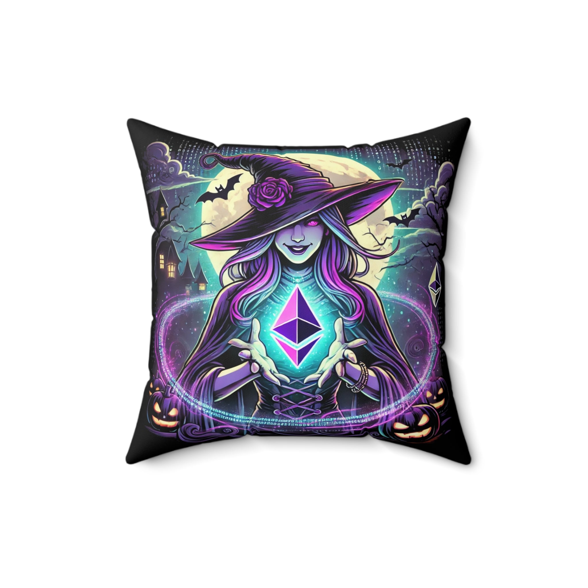 "Witch & Ethereum" Halloween Pillow - Crypto Edition