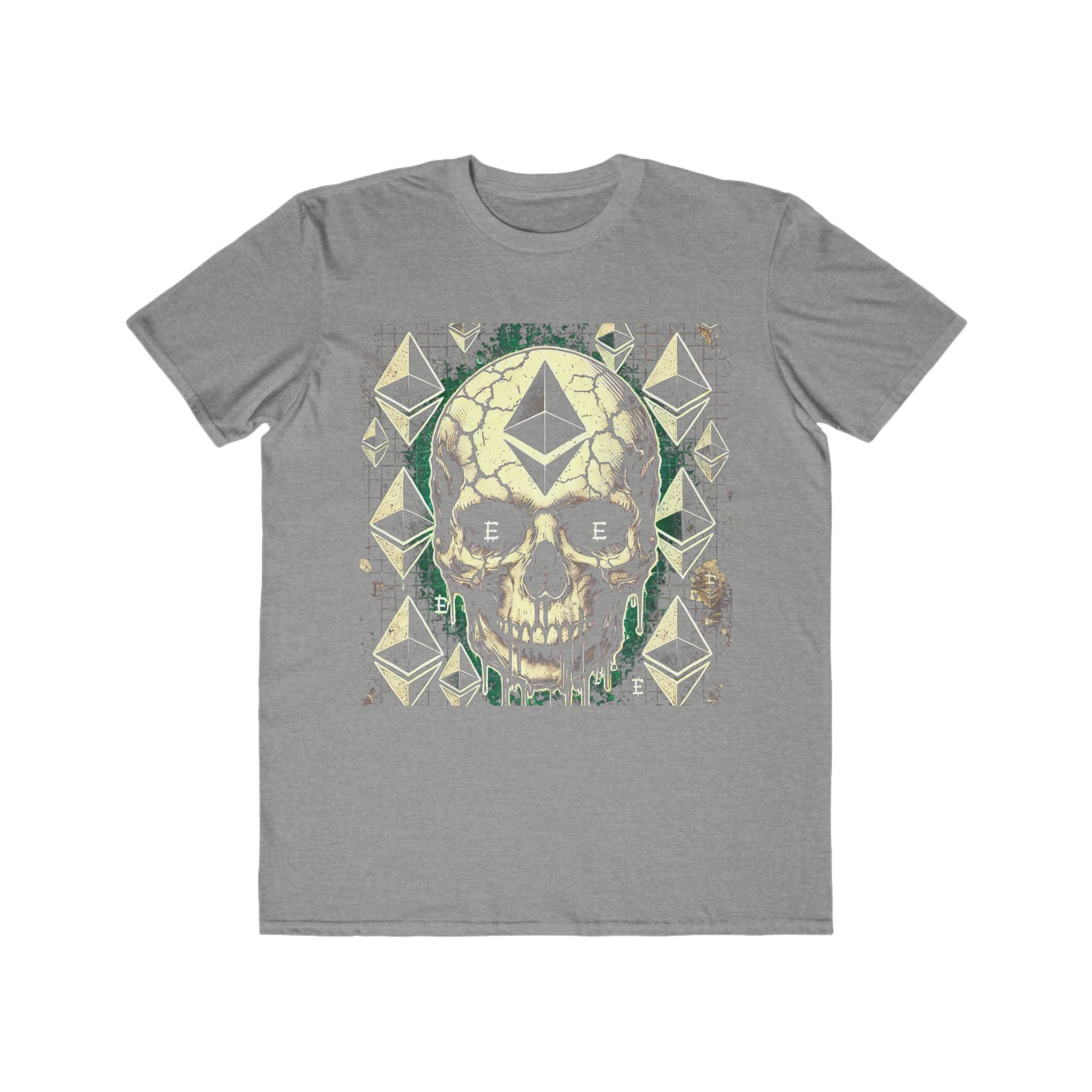 Men’s Ethereum Skull Halloween T-Shirt – 100% Cotton, Grunge & Bold, Durable Comfort