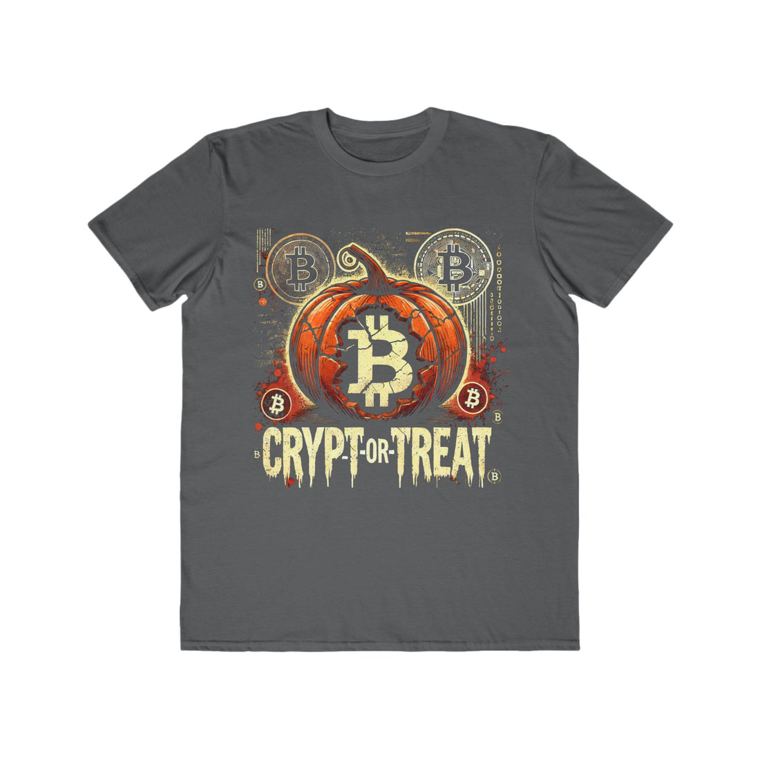 Men’s Crypt-or-Treat Bitcoin Halloween T-Shirt – 100% Cotton, Grunge Style, Durable & Comfortable