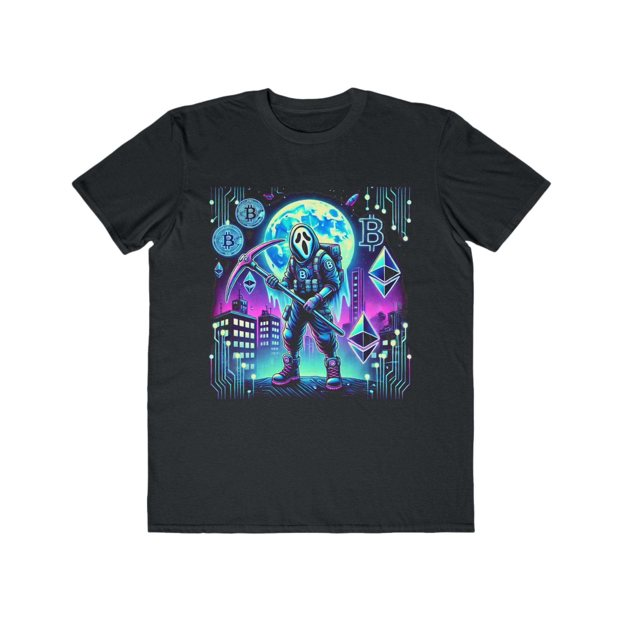 Men’s Ghost Crypto Miner Halloween T-Shirt – 100% Cotton, Cyberpunk & Bold, Durable Comfort