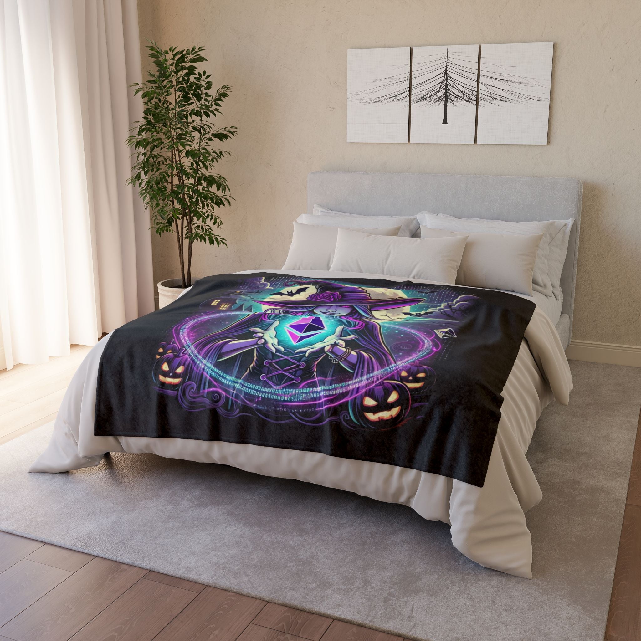 "Witch & Ethereum" Minky Blanket - Cozy Halloween Crypto Edition