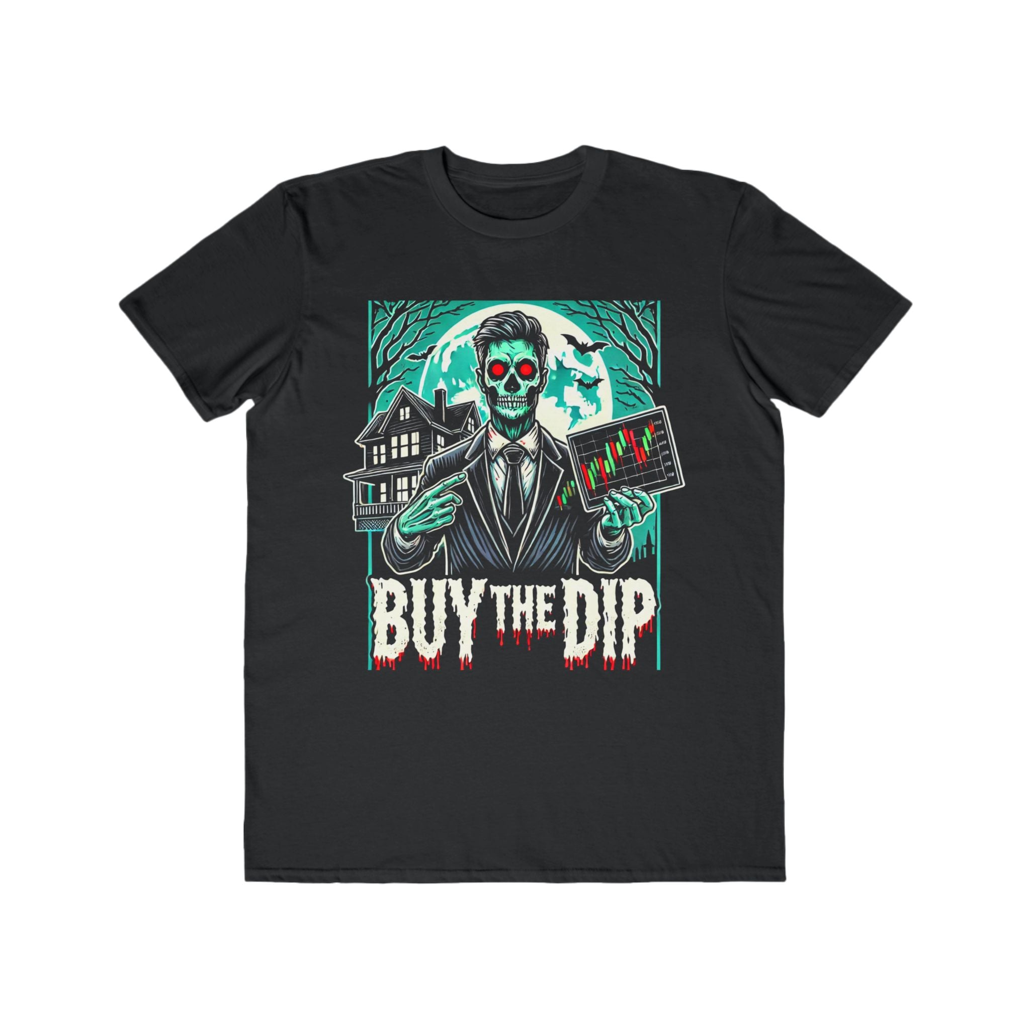 Men’s "Buy the Dip" Zombie Trader Halloween T-Shirt – 100% Cotton, Spooky & Trendy, Durable Comfort