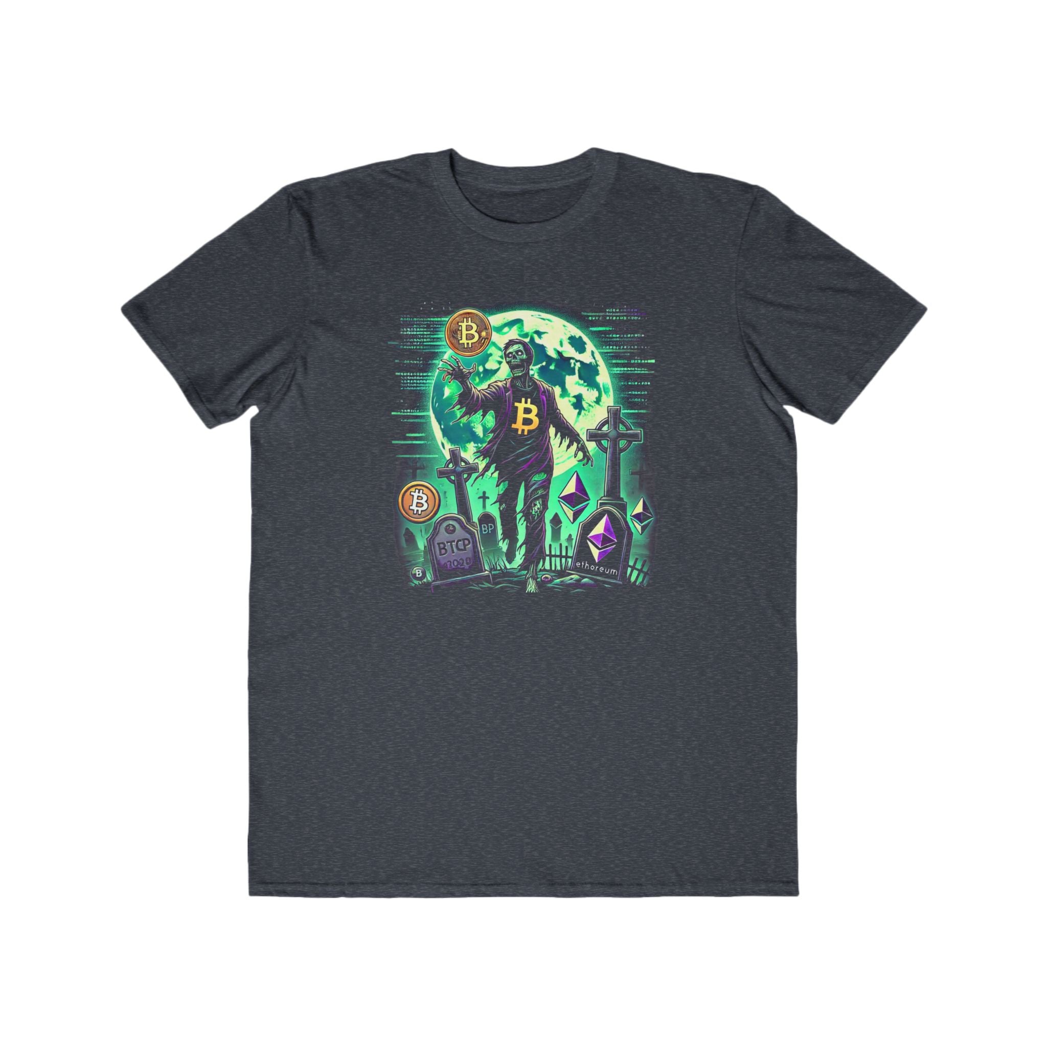 Men’s Crypto Zombie Halloween T-Shirt – 100% Cotton, Spooky & Bold, Durable Comfort