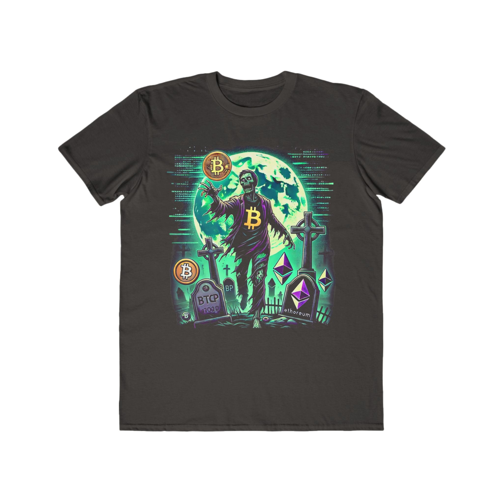 Men’s Crypto Zombie Halloween T-Shirt – 100% Cotton, Spooky & Bold, Durable Comfort