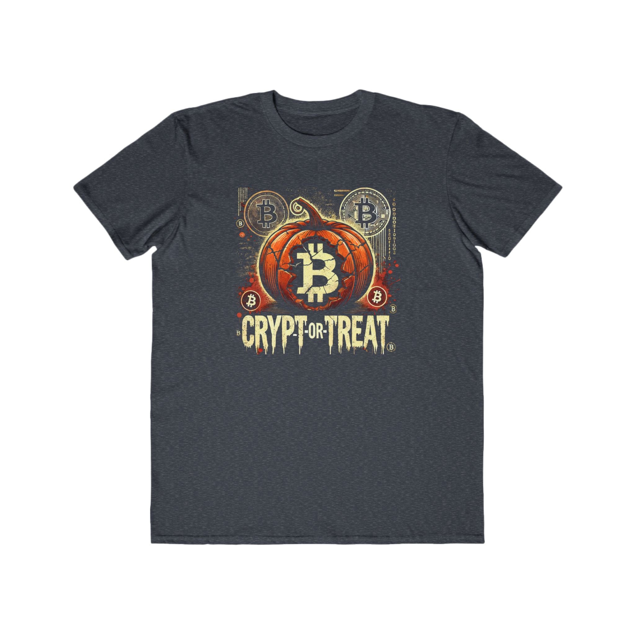 Men’s Crypt-or-Treat Bitcoin Halloween T-Shirt – 100% Cotton, Grunge Style, Durable & Comfortable