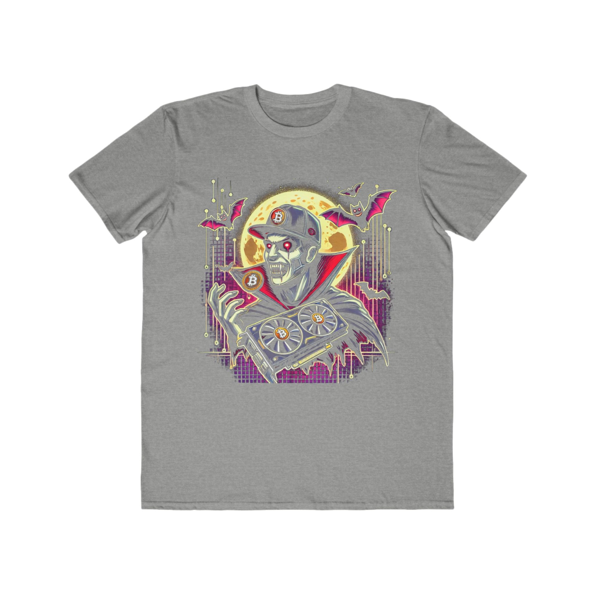 Men’s Bitcoin Vampire Miner Halloween T-Shirt – 100% Cotton, Spooky & Unique, Durable Comfort