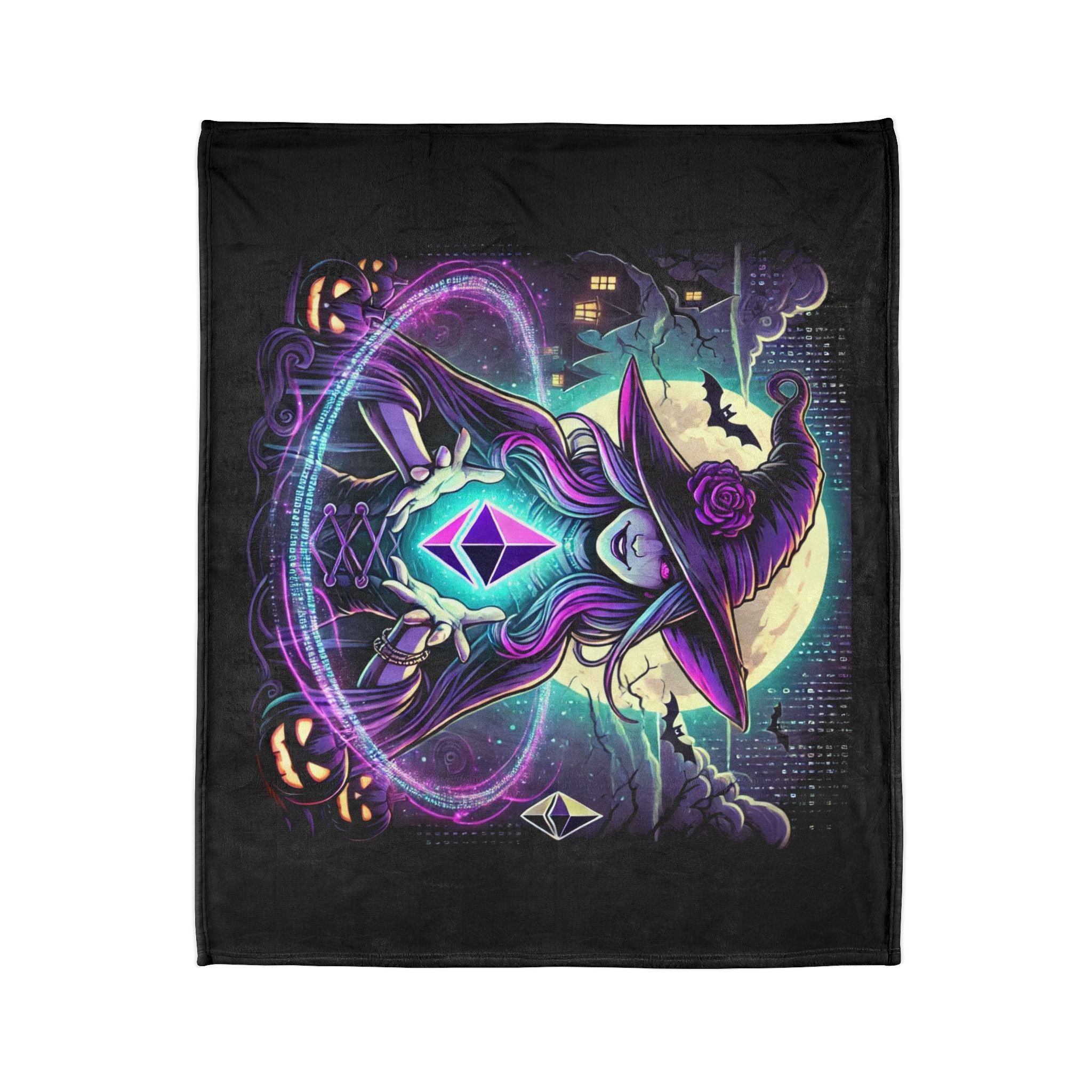 "Witch & Ethereum" Minky Blanket - Cozy Halloween Crypto Edition