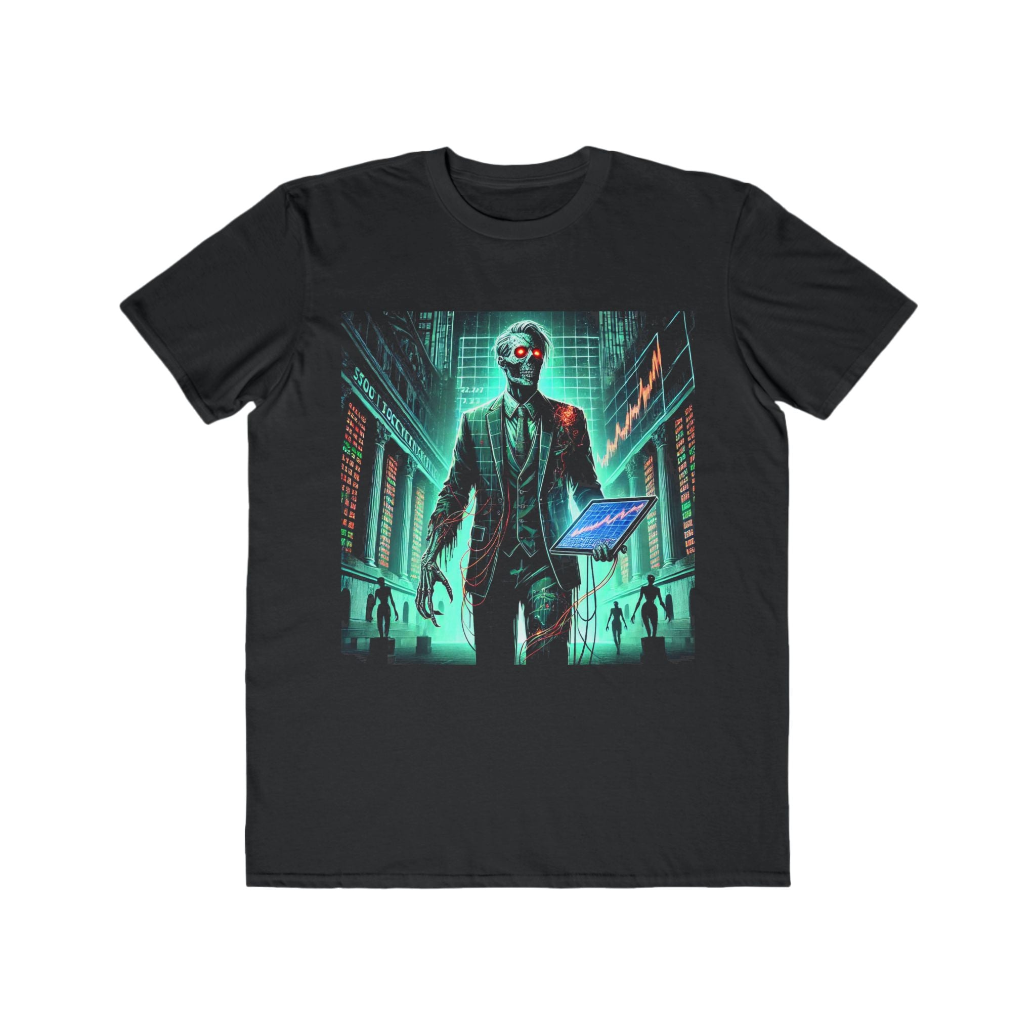 Men’s Cyberpunk Zombie Trader Halloween T-Shirt – 100% Cotton, Futuristic & Spooky, Durable Comfort