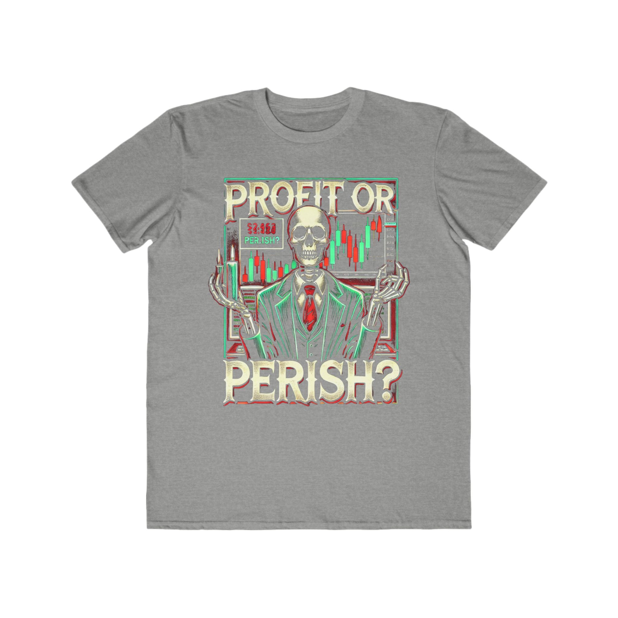Men’s "Profit or Perish" Skeleton Trader Halloween T-Shirt – 100% Cotton, Bold & Spooky, Durable Comfort