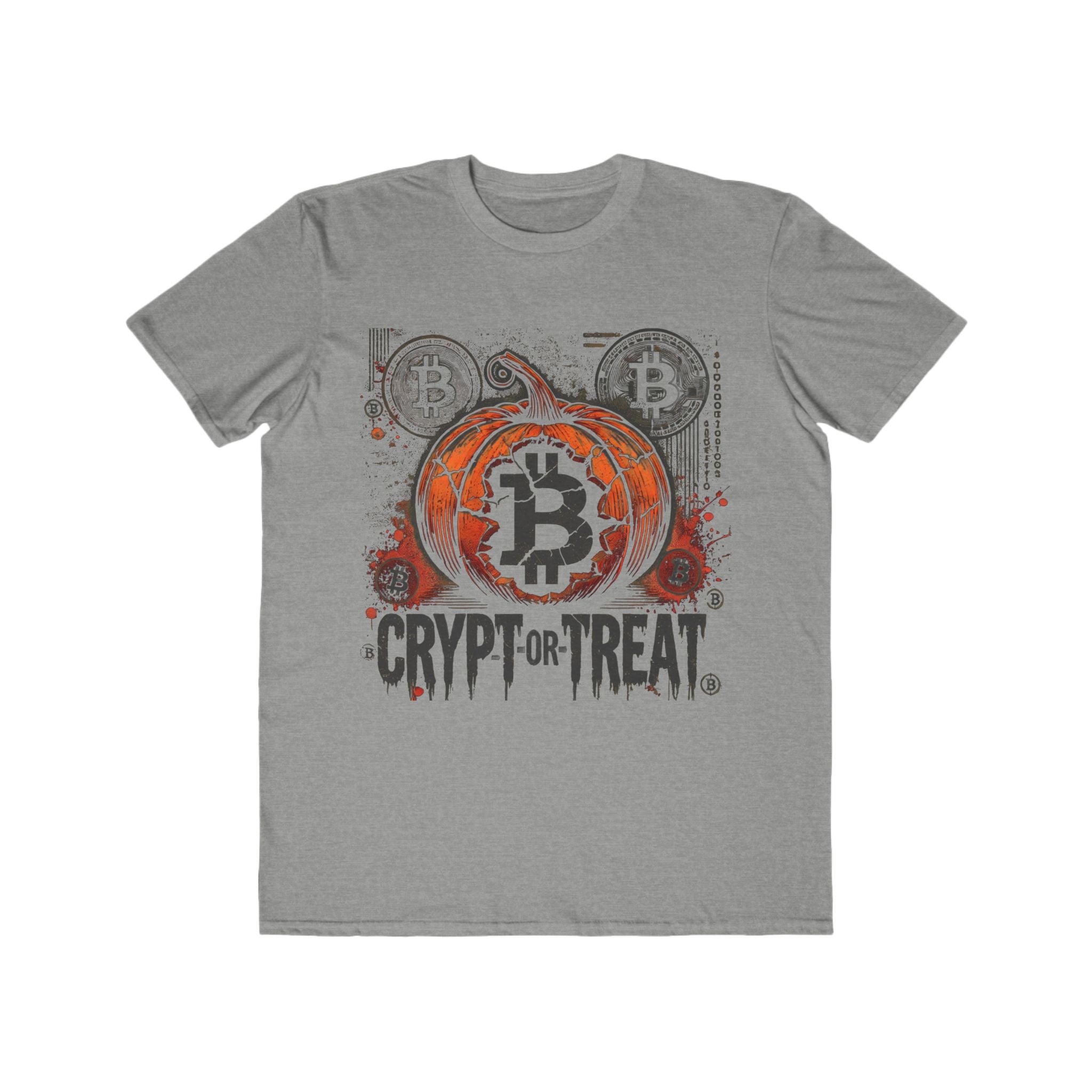 Men’s Crypt-or-Treat Bitcoin Halloween T-Shirt – 100% Cotton, Grunge Style, Durable & Comfortable