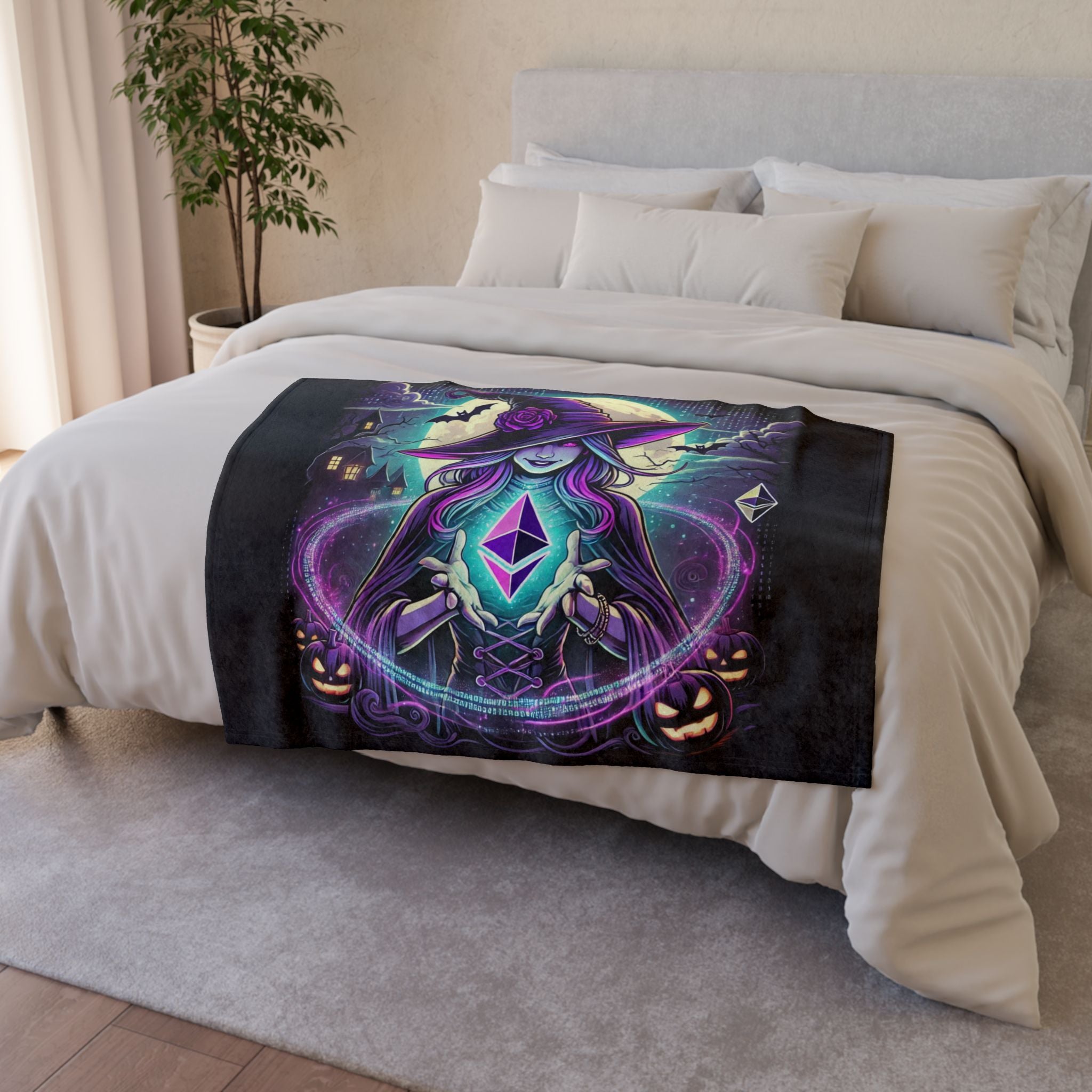 "Witch & Ethereum" Minky Blanket - Cozy Halloween Crypto Edition