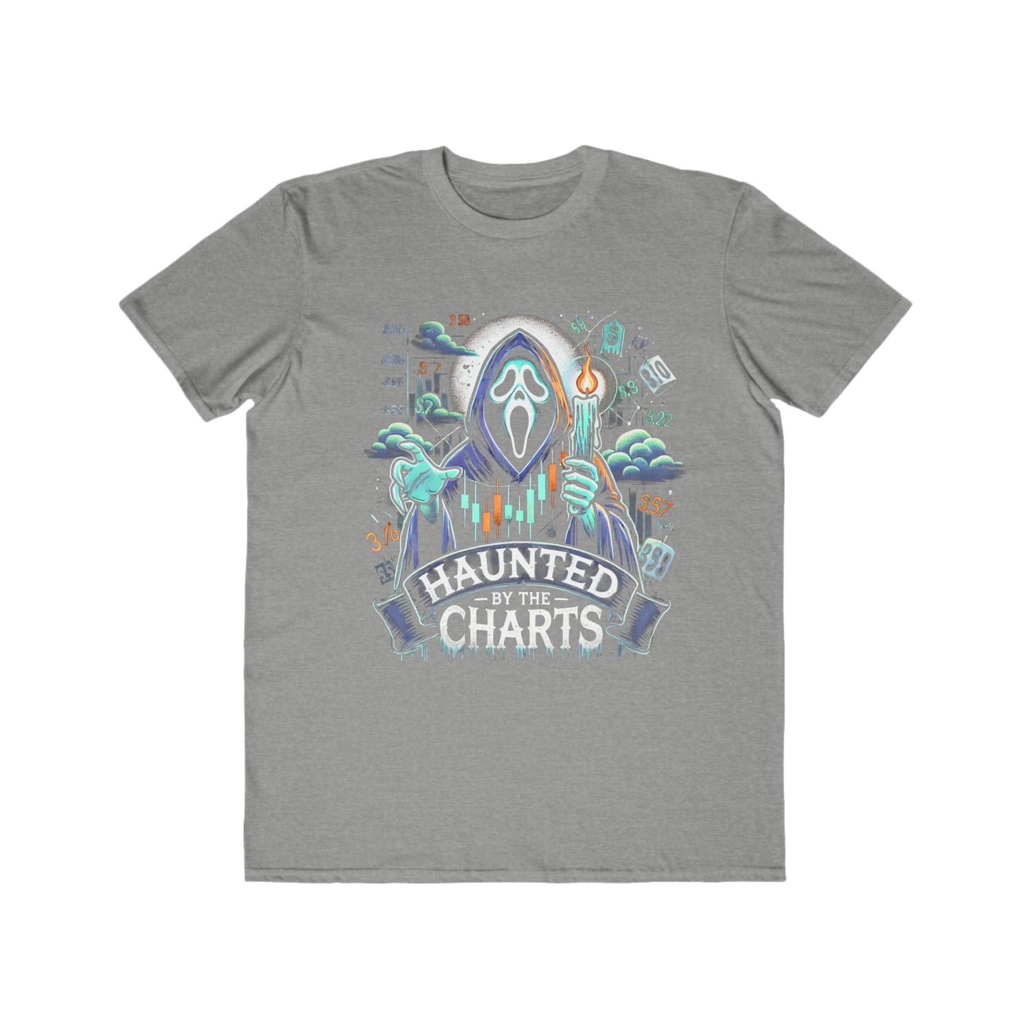 Men’s &quot;Haunted by the Charts&quot; Halloween T-Shirt – 100% Cotton, Spooky &amp; Trendy, Durable Comfort