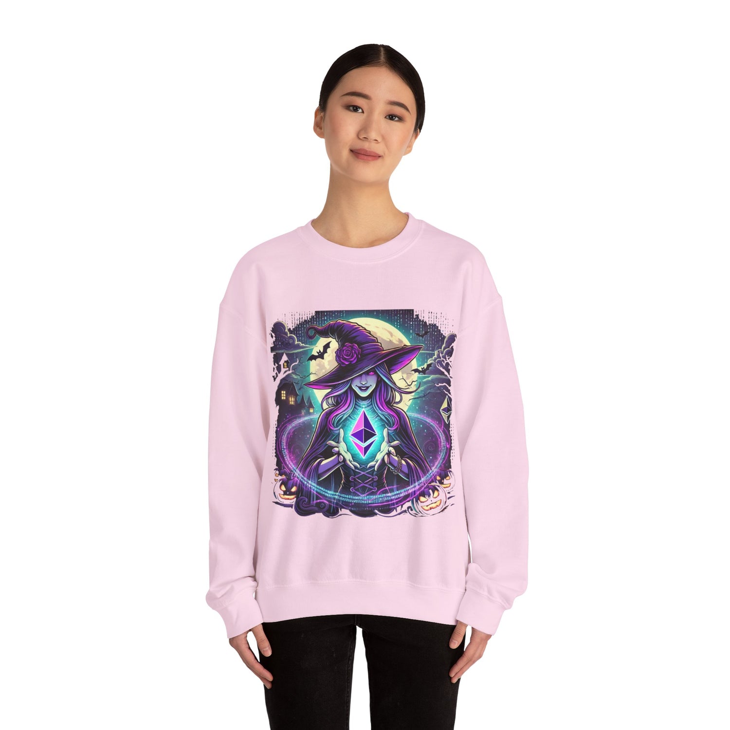 Halloween Witch Ethereum Sweatshirt – Unisex Cozy Cotton Blend Crewneck