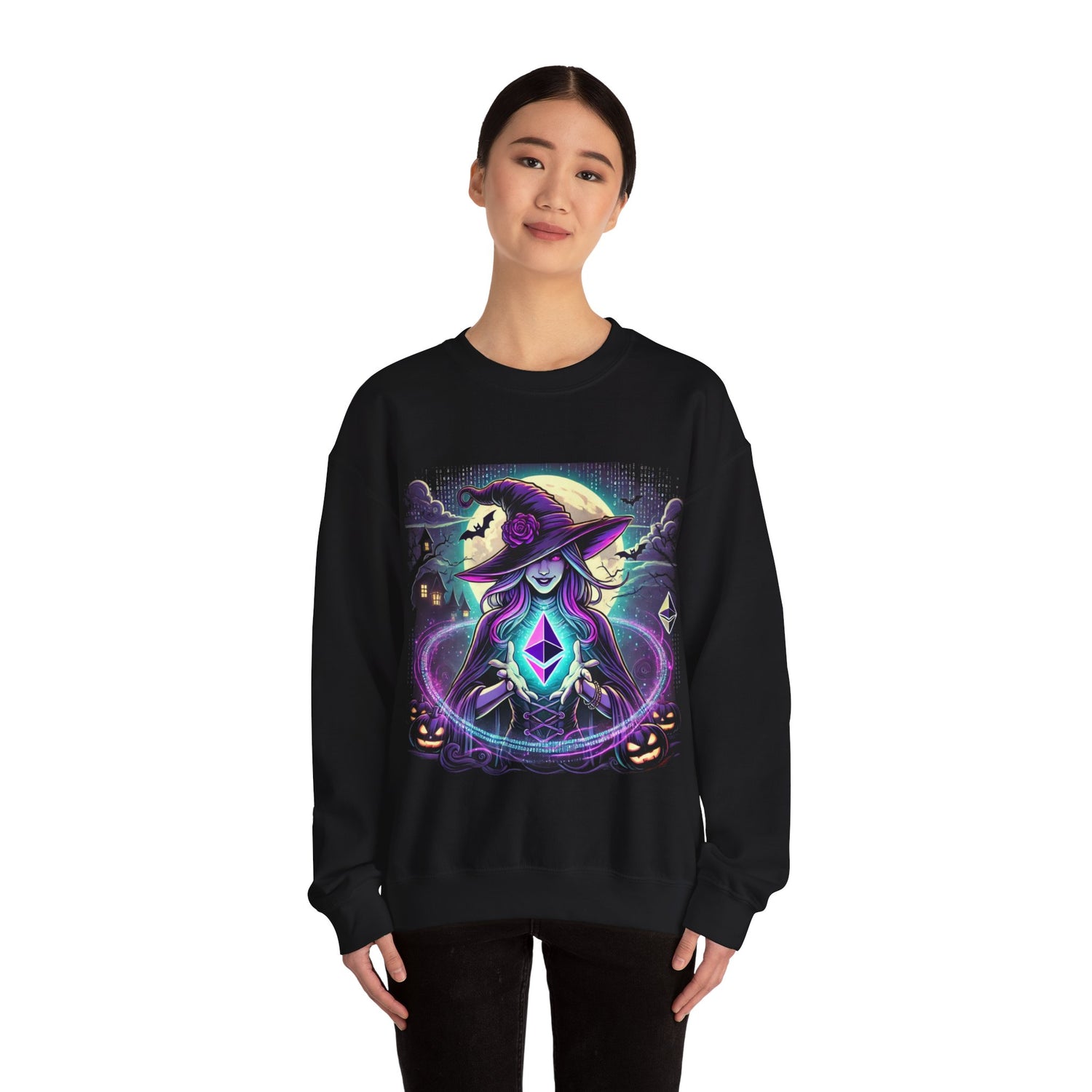 Halloween Witch Ethereum Sweatshirt – Unisex Cozy Cotton Blend Crewneck