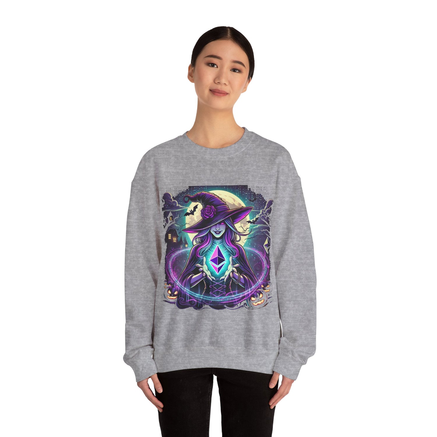 Halloween Witch Ethereum Sweatshirt – Unisex Cozy Cotton Blend Crewneck