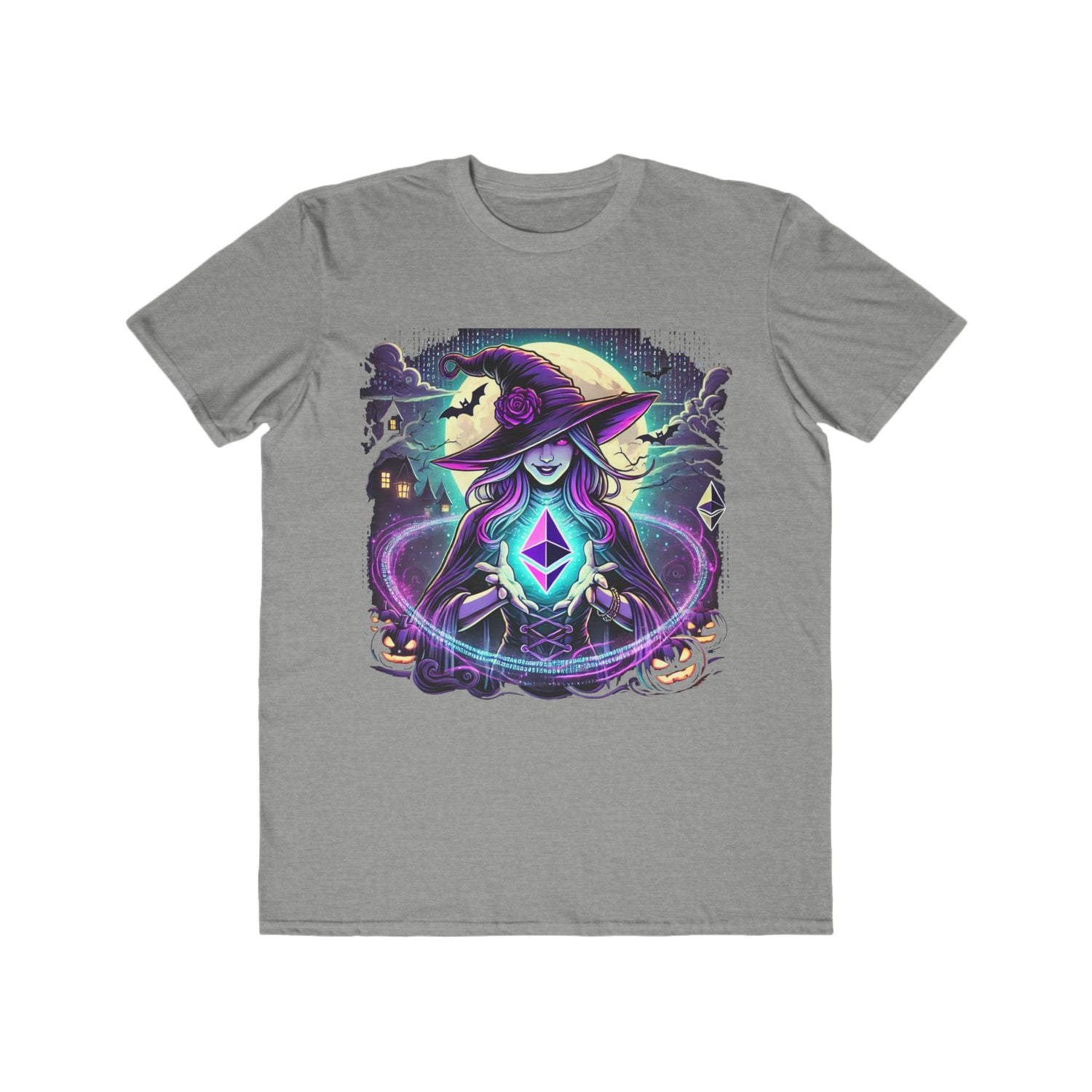 Men’s Halloween Witch T-Shirt with Ethereum Magic – 100% Cotton, Durable &amp; Stylish