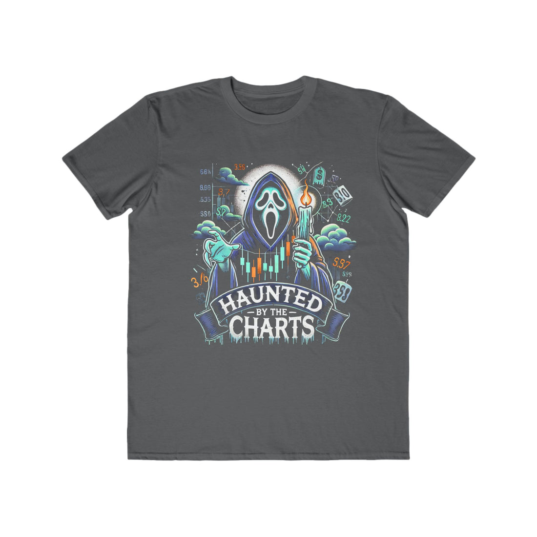 Men’s &quot;Haunted by the Charts&quot; Halloween T-Shirt – 100% Cotton, Spooky &amp; Trendy, Durable Comfort