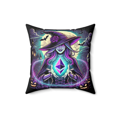 &quot;Witch &amp; Ethereum&quot; Halloween Pillow - Crypto Edition