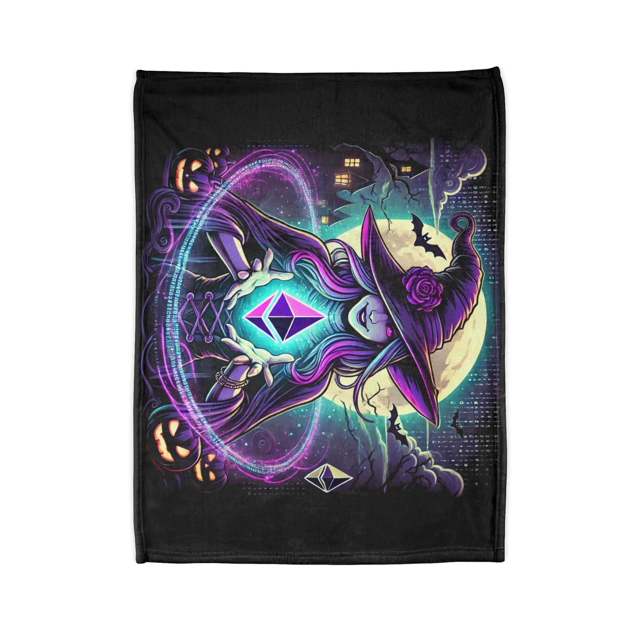 &quot;Witch &amp; Ethereum&quot; Minky Blanket - Cozy Halloween Crypto Edition