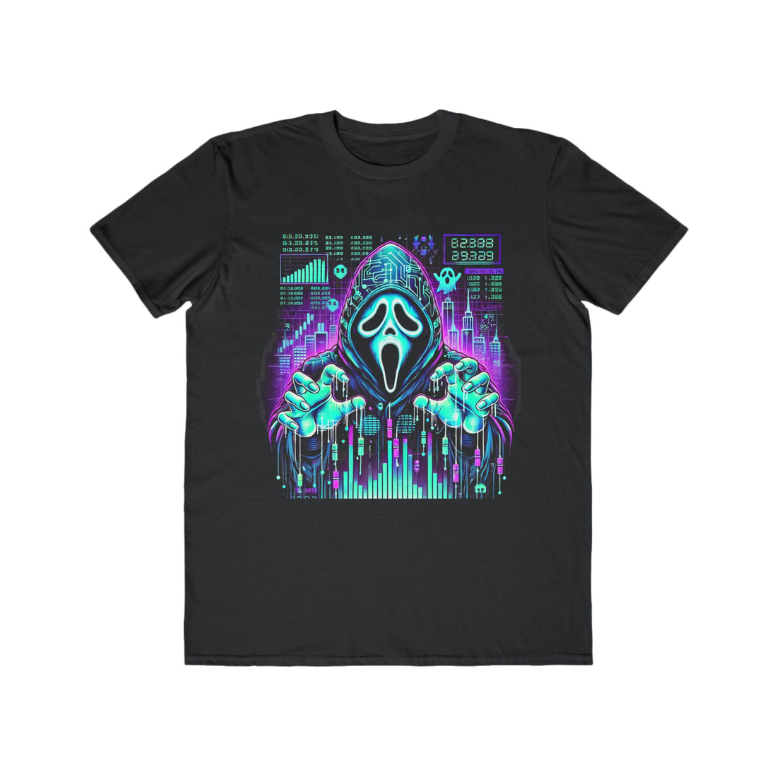 Men’s Cyberpunk Ghost Hacker Halloween T-Shirt – 100% Cotton, Bold & Futuristic, Durable Comfort