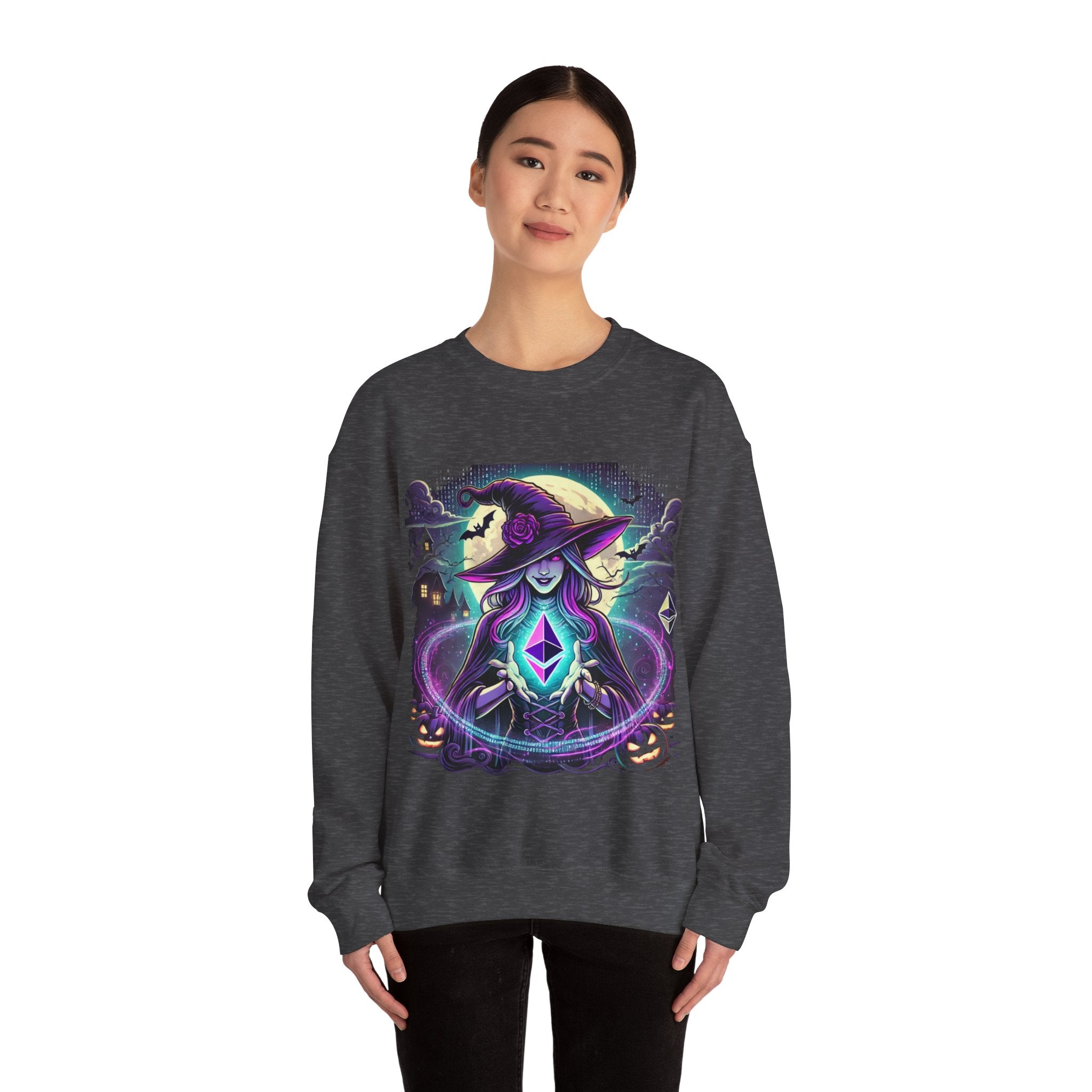 Halloween Witch Ethereum Sweatshirt – Unisex Cozy Cotton Blend Crewneck