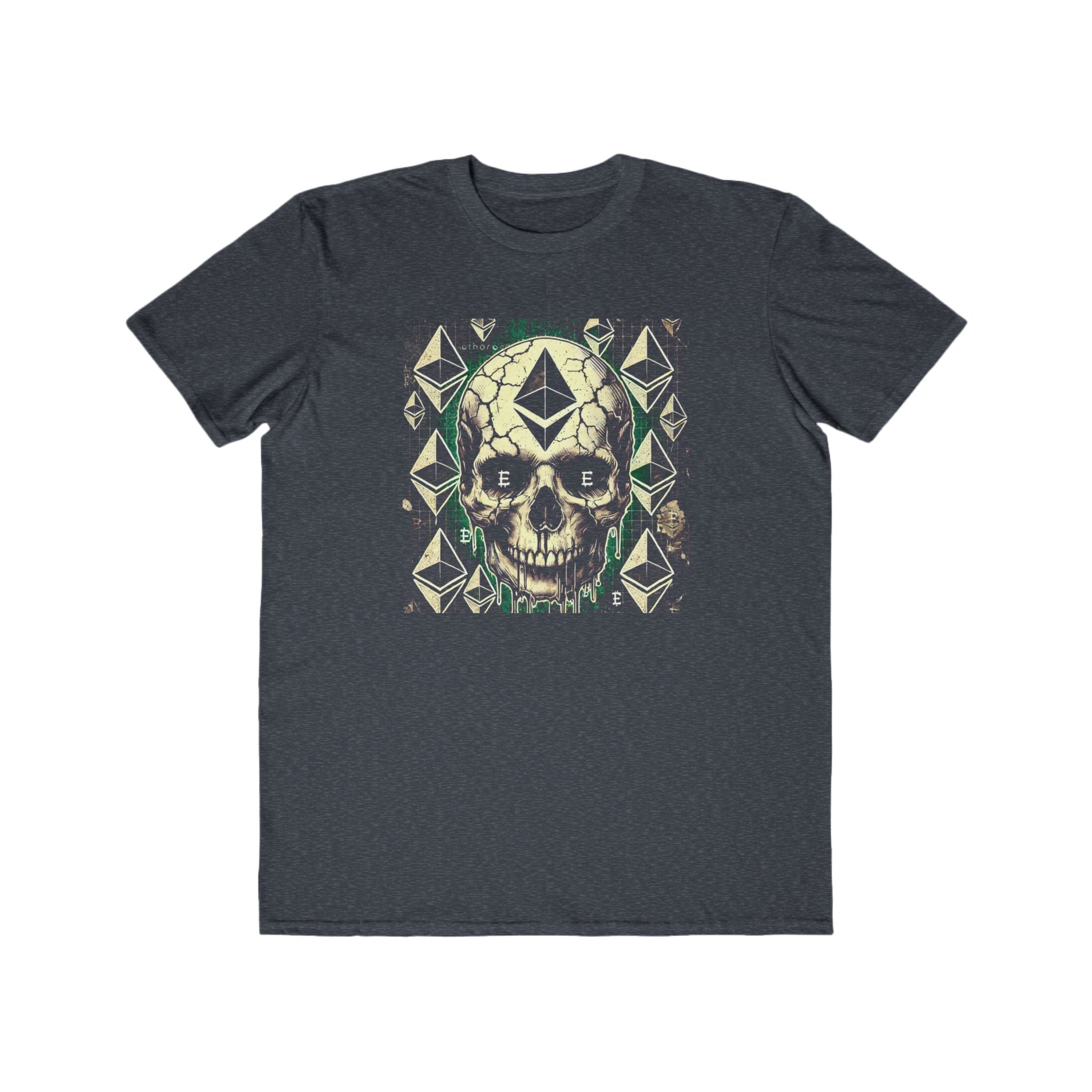 Men’s Ethereum Skull Halloween T-Shirt – 100% Cotton, Grunge &amp; Bold, Durable Comfort