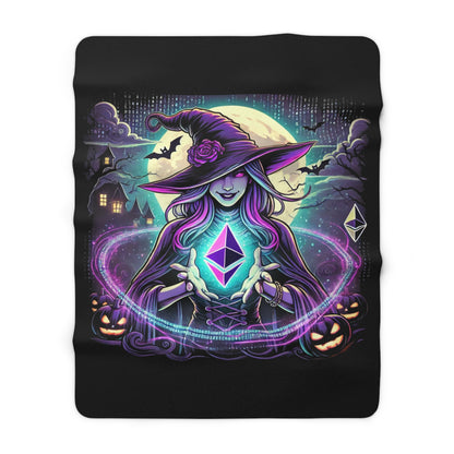 &quot;Witch &amp; Ethereum&quot; Cozy Fleece Blanket - Halloween Crypto Edition