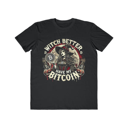 Men’s &quot;Witch Better Have My Bitcoin&quot; T-Shirt – 100% Cotton, Halloween Grunge Style, Comfortable &amp; Durable