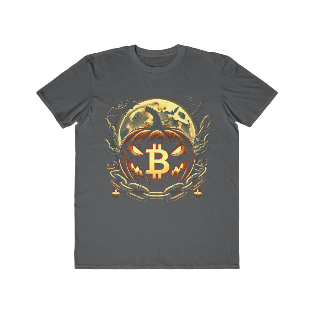 Men’s Bitcoin Pumpkin Halloween T-Shirt – 100% Cotton, Eerie &amp; Stylish, Durable Comfort