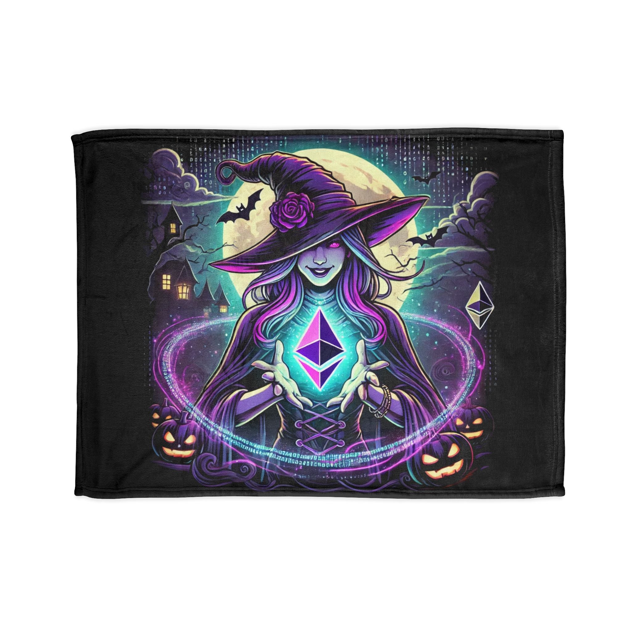 &quot;Witch &amp; Ethereum&quot; Minky Blanket - Cozy Halloween Crypto Edition