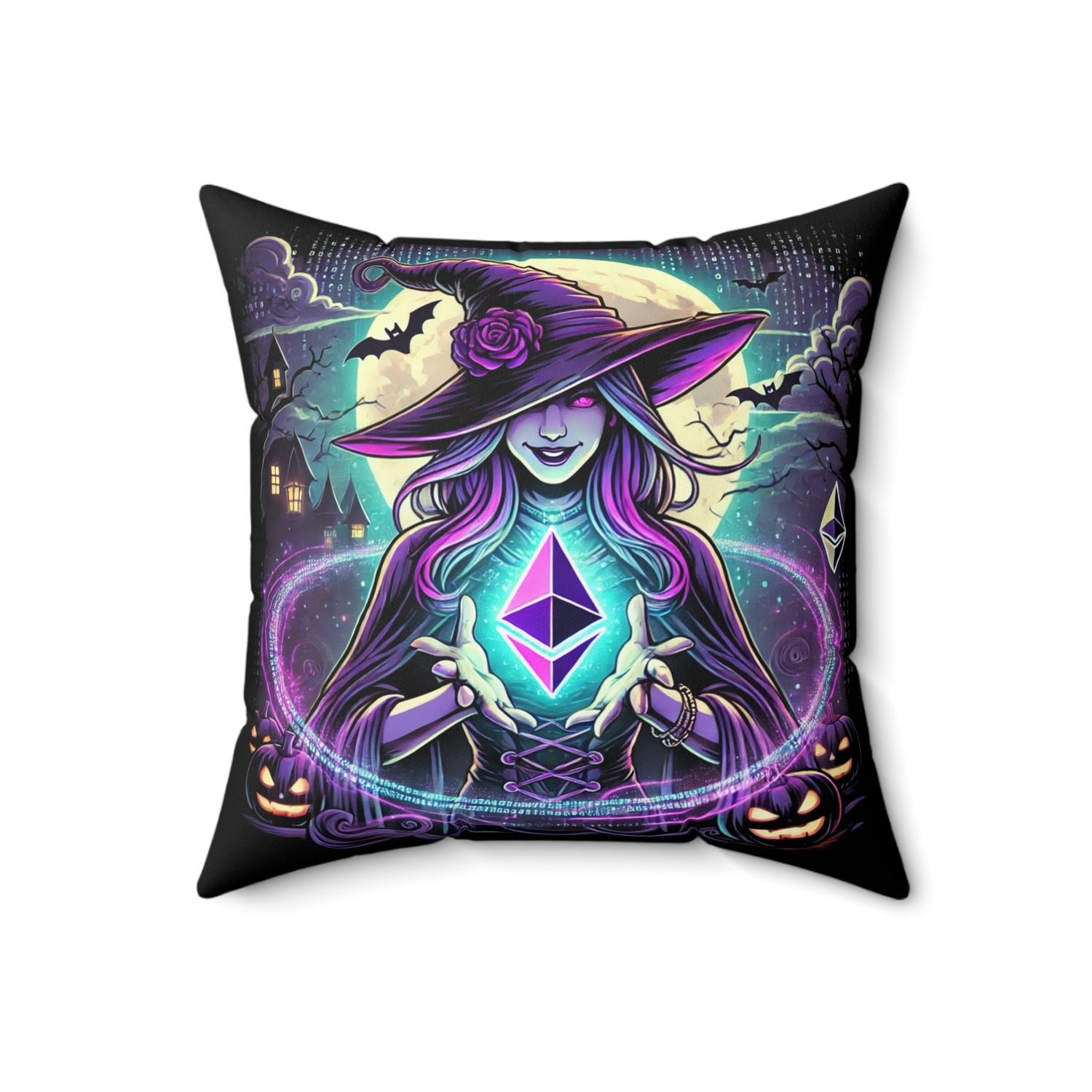 &quot;Witch &amp; Ethereum&quot; Halloween Pillow - Crypto Edition