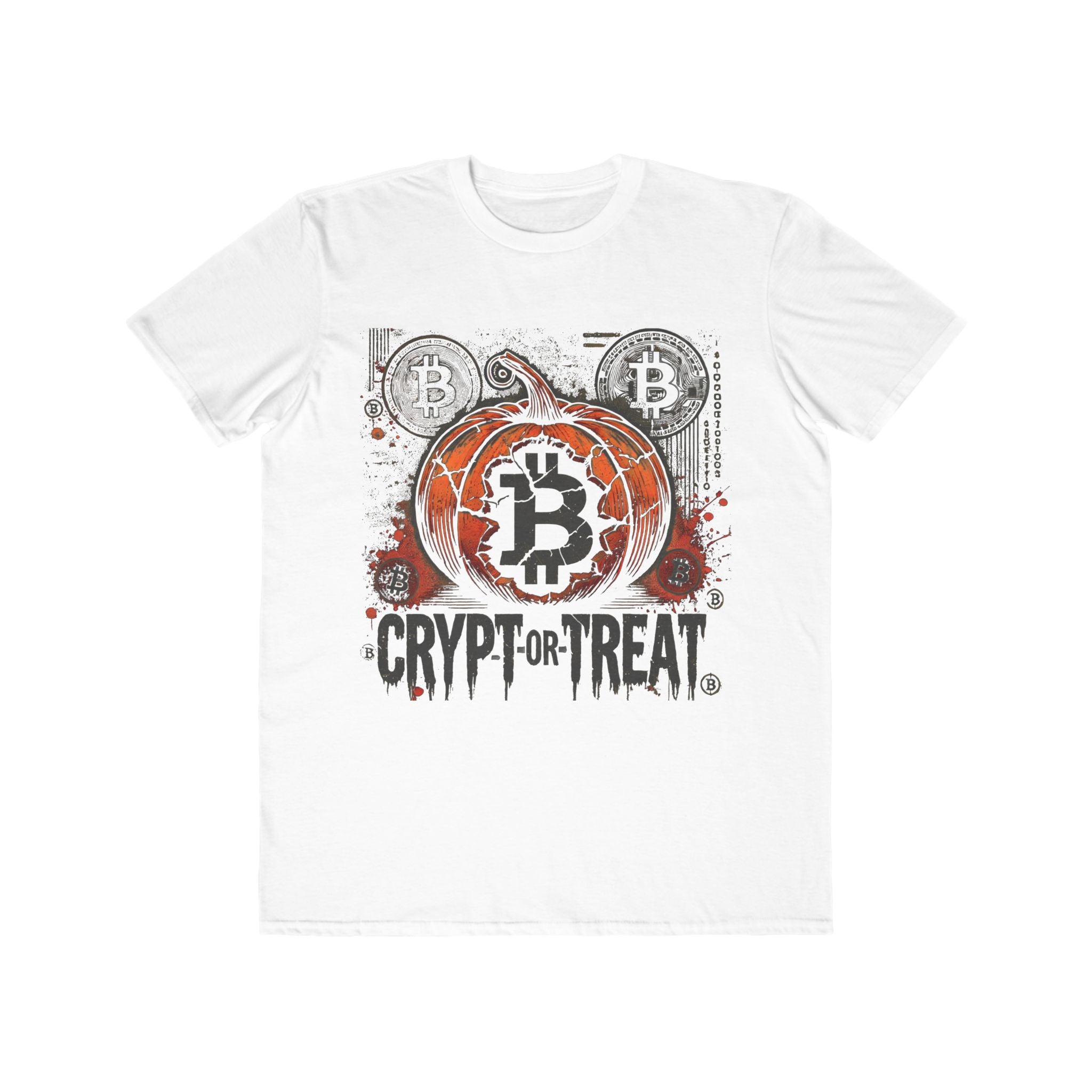 Men’s Crypt-or-Treat Bitcoin Halloween T-Shirt – 100% Cotton, Grunge Style, Durable &amp; Comfortable