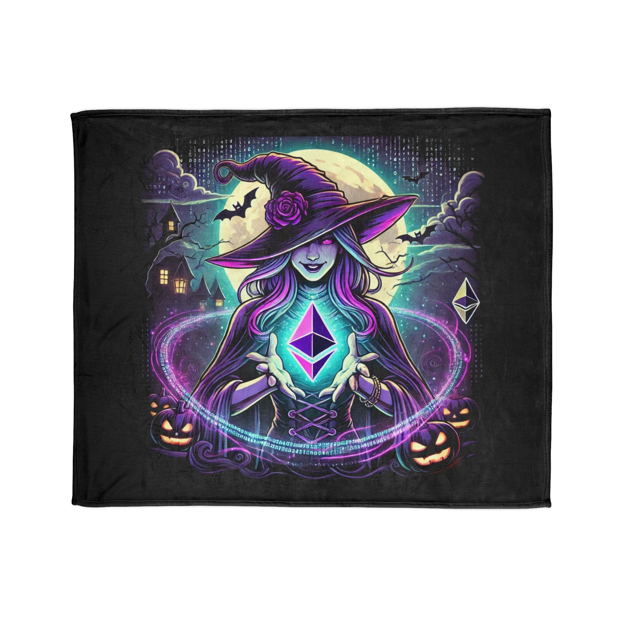 &quot;Witch &amp; Ethereum&quot; Minky Blanket - Cozy Halloween Crypto Edition