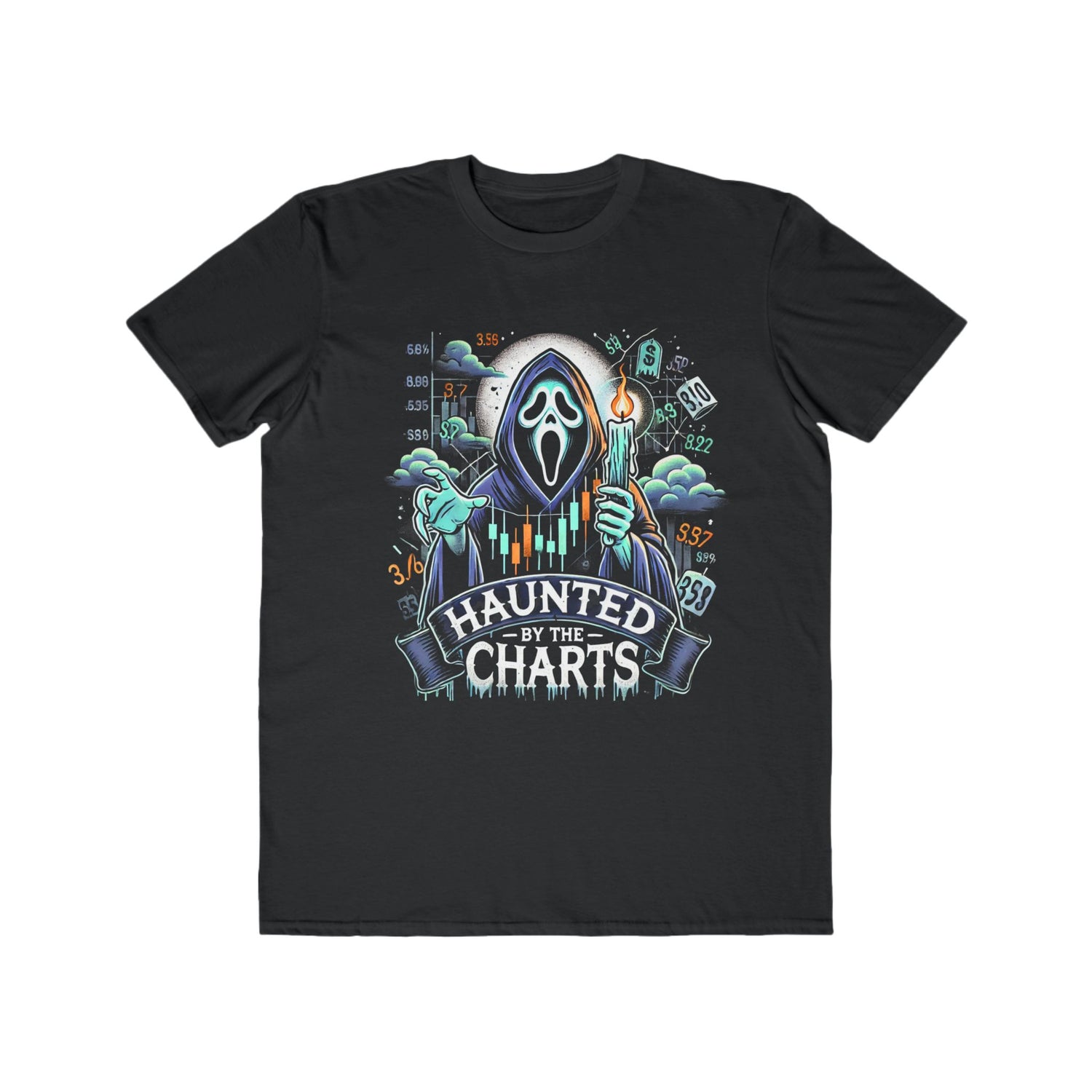 Men’s &quot;Haunted by the Charts&quot; Halloween T-Shirt – 100% Cotton, Spooky &amp; Trendy, Durable Comfort