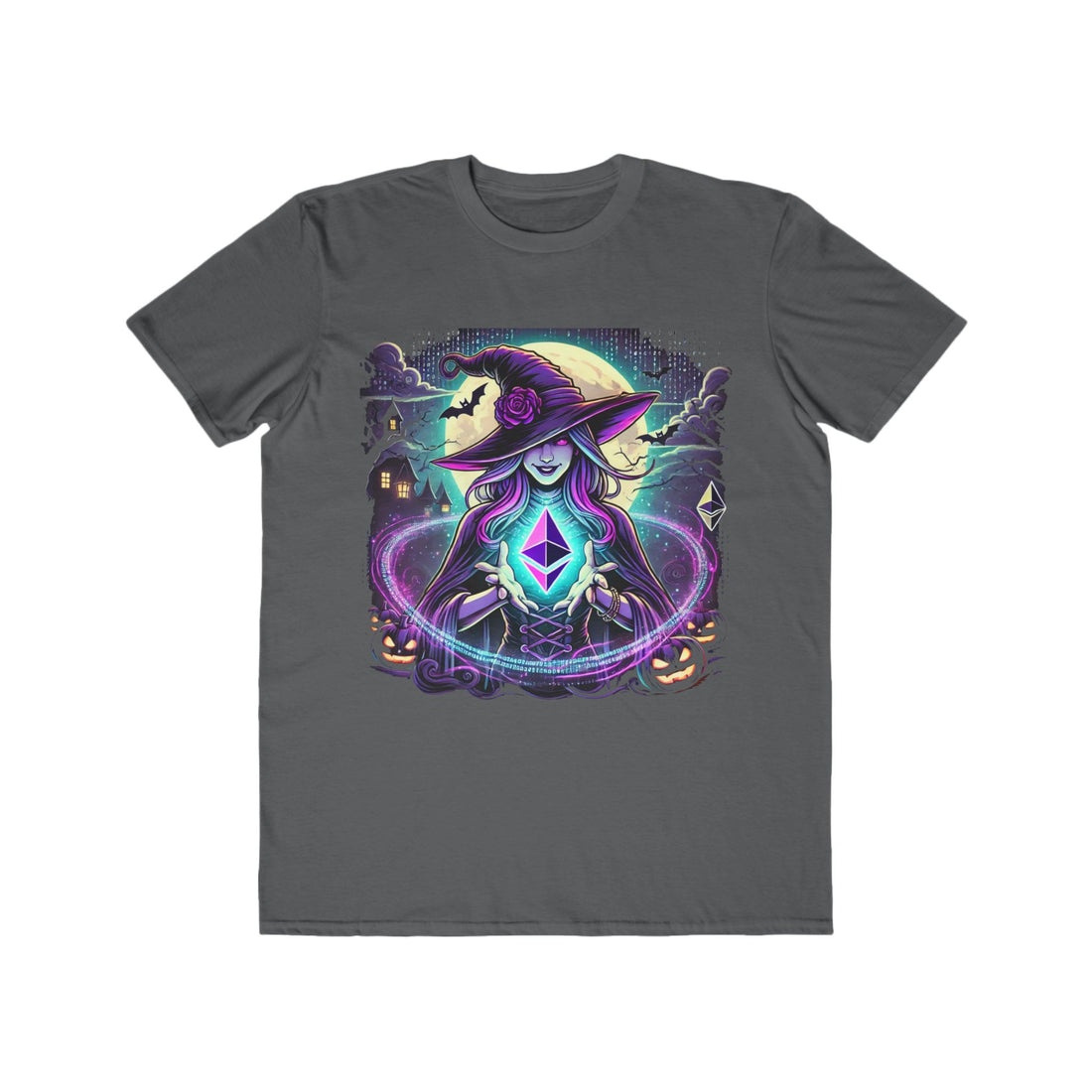 Men’s Halloween Witch T-Shirt with Ethereum Magic – 100% Cotton, Durable &amp; Stylish