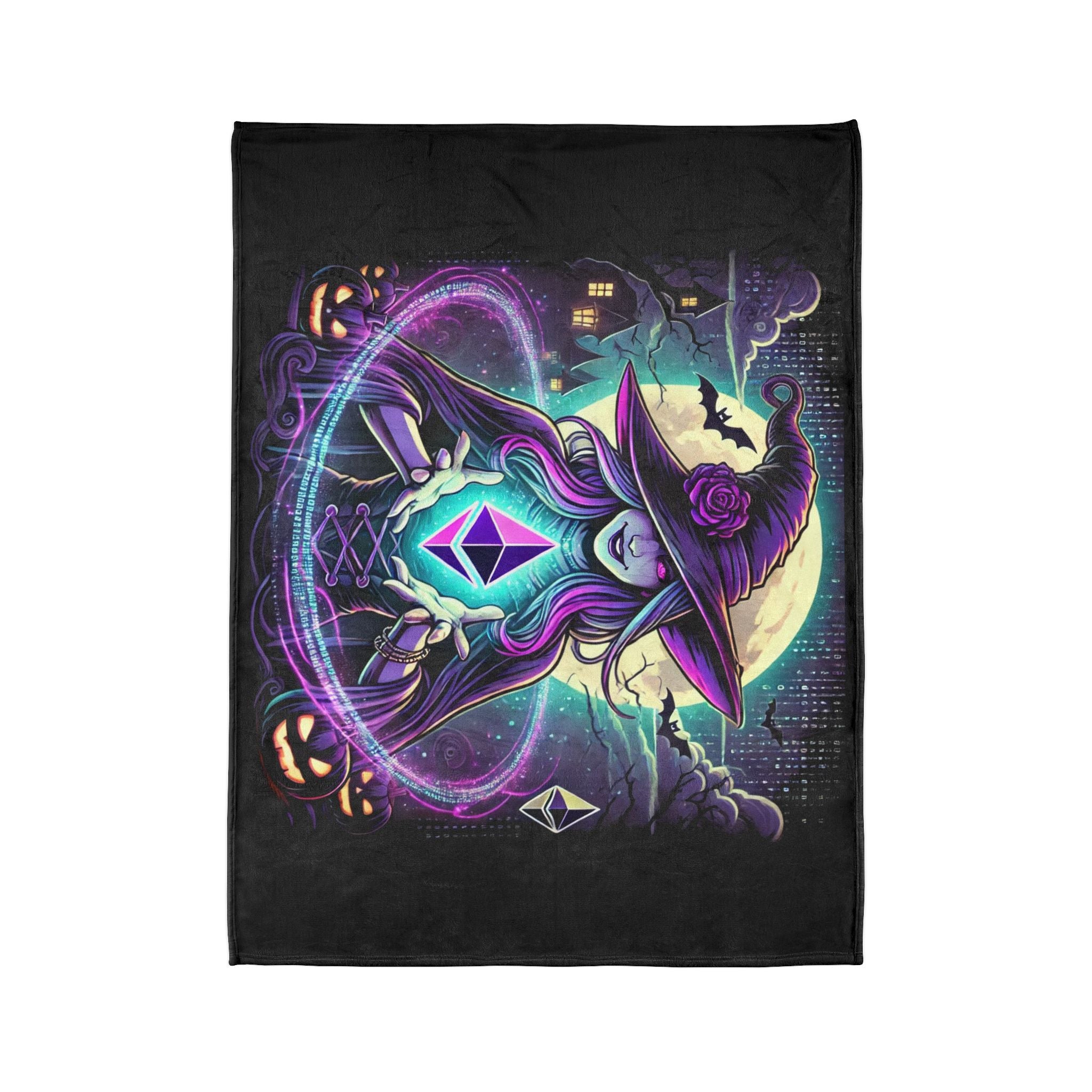 &quot;Witch &amp; Ethereum&quot; Minky Blanket - Cozy Halloween Crypto Edition