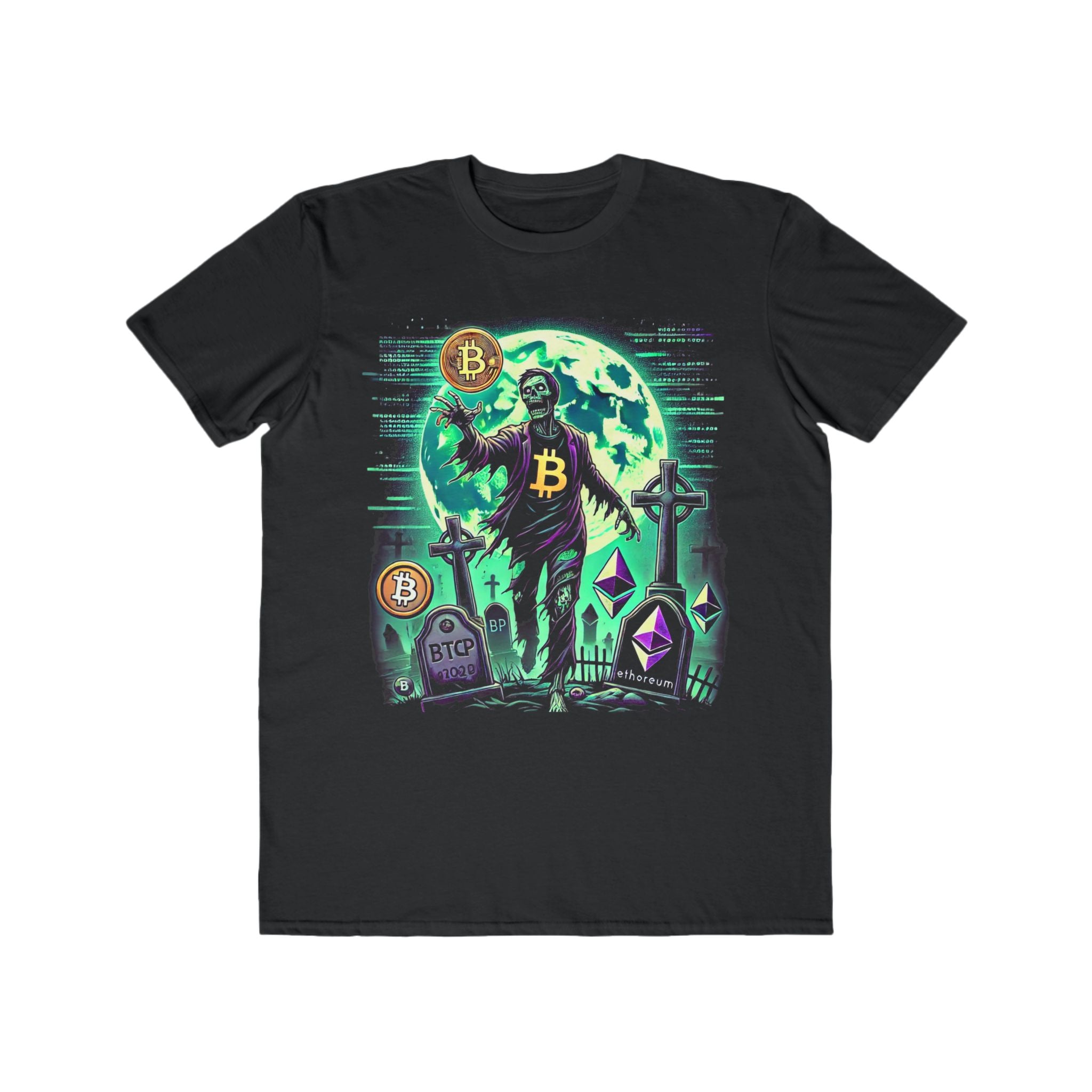 Men’s Crypto Zombie Halloween T-Shirt – 100% Cotton, Spooky &amp; Bold, Durable Comfort