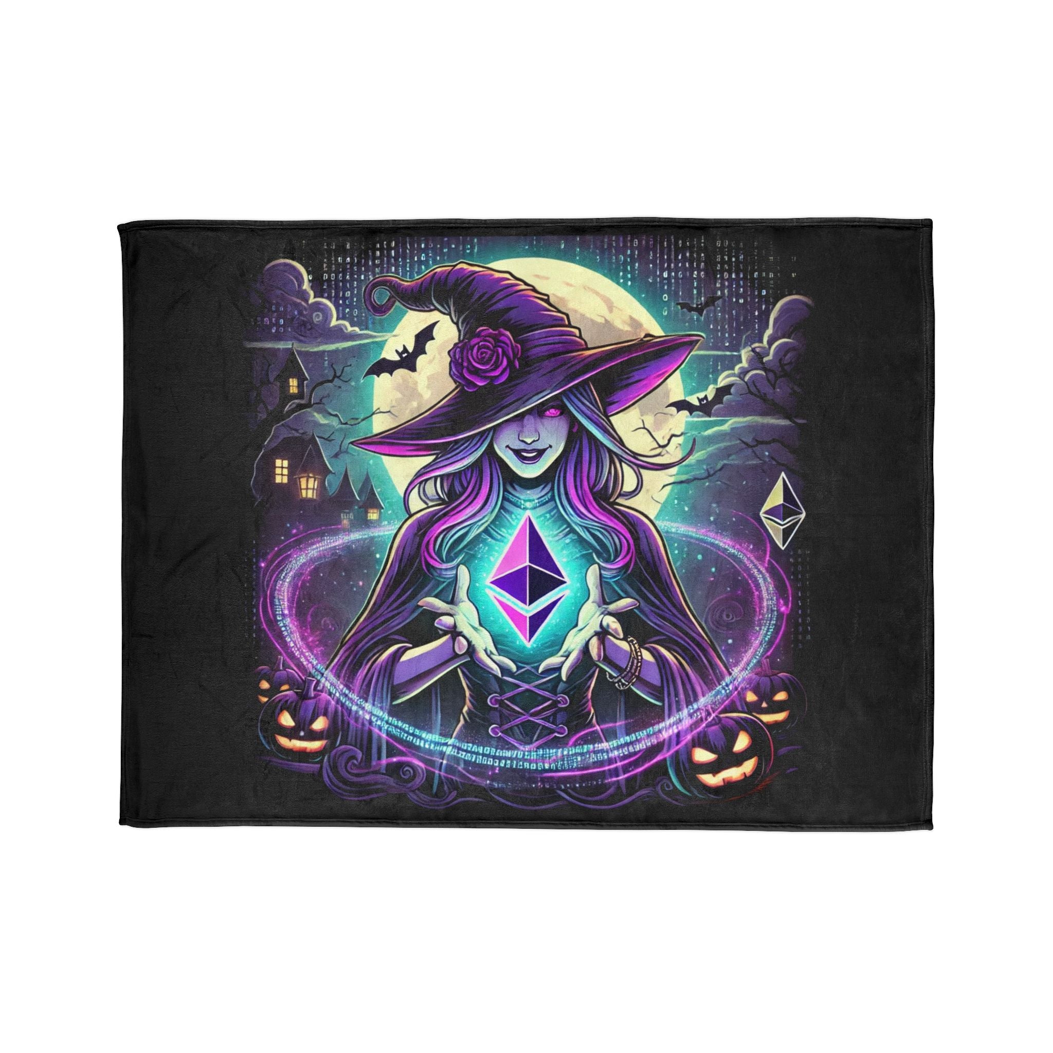 &quot;Witch &amp; Ethereum&quot; Minky Blanket - Cozy Halloween Crypto Edition