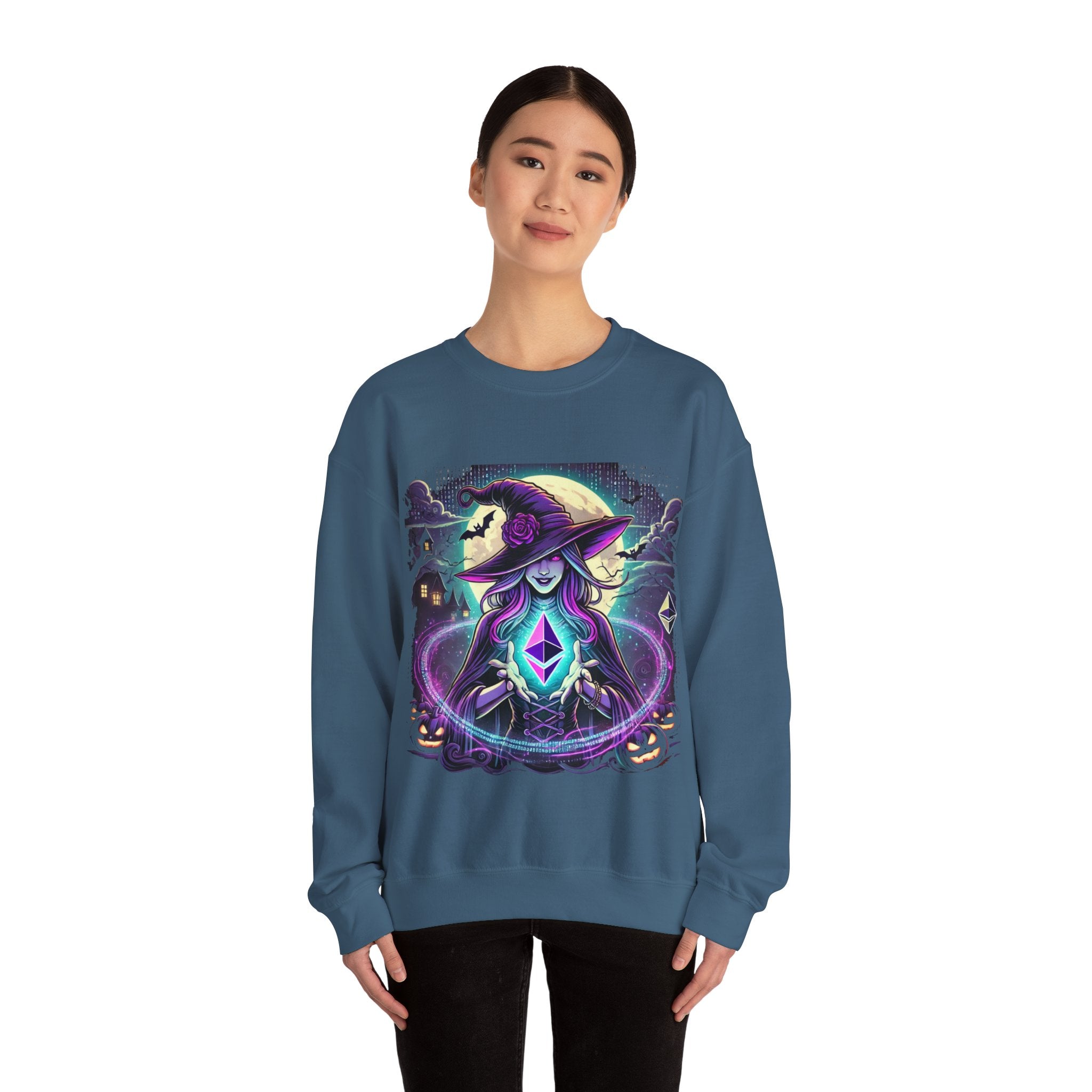 Halloween Witch Ethereum Sweatshirt – Unisex Cozy Cotton Blend Crewneck