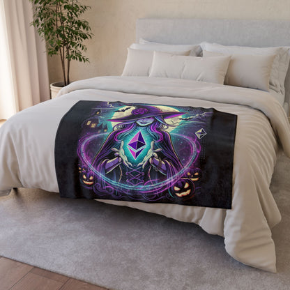 &quot;Witch &amp; Ethereum&quot; Minky Blanket - Cozy Halloween Crypto Edition